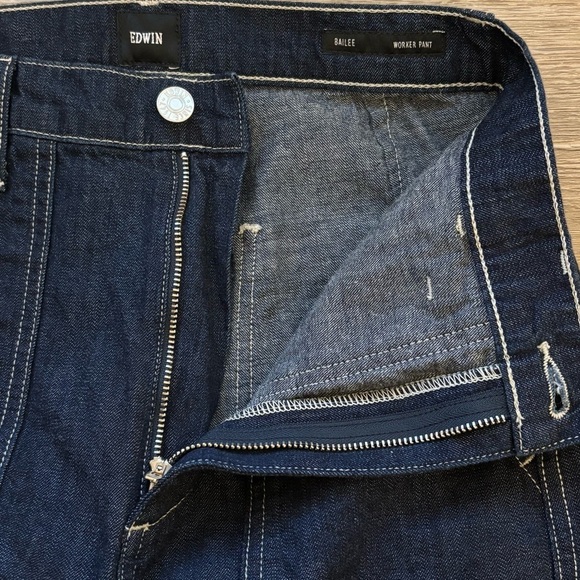 Edwin Bailee Worker Pant Cargo Utility High-Rise Jeans Size 24 Dark Wash - Picture 12 of 16
